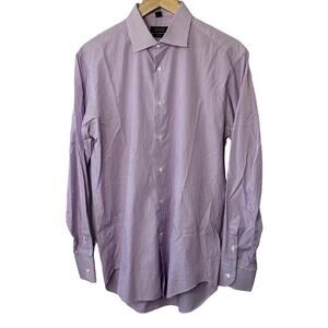 BARNEYS New York Purple Pin Stripe Slim Fit Button-Up Long Sleeve Shirt 15 1/2
